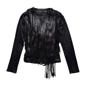 Fringe tassle leather jacket